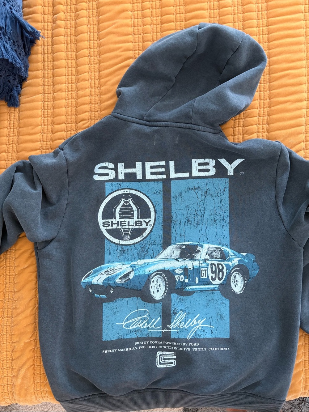 Selby Blue Graphic Hoodie with Racing Car Print